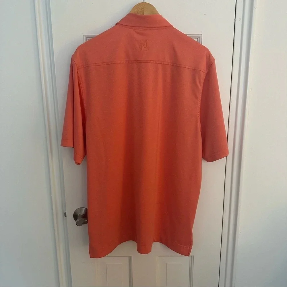 FOOTJOY FJ Men's Peach Golf Polo Shirt Medium Activewear Athletic Pink Orange - Picture 4 of 7